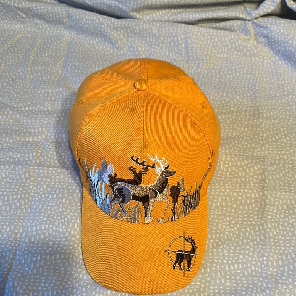 Orange Nature Scene Embroidered Hat